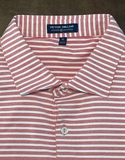 Peter Millar Crown Crafted Pink Stripe Polo Golf Shirt Men  s XL