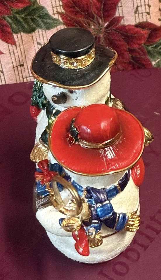 Beautiful Jeweled Nobility Enameled Magnetic Closure Snowmen - Image 4 of 4