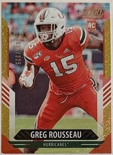 Greg Rousseau 2021 Panini Score Football Gold Dots RC /225 Miami Hurricanes
