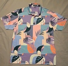 Bad Birdie Polo Shirt XL Mens TOUCAN Retro Abstract Bird Print Performance Golf