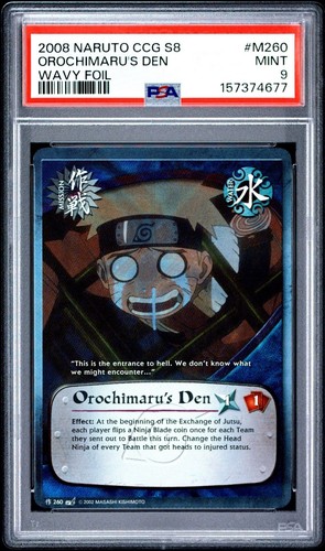 2008 NARUTO CCG S8: BATTLE OF DESTINY OROCHIMARU'S DEN WAVY FOIL #M260 PSA 9