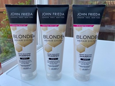 John Frieda Blonde+ Bond Building Shampoo 3 X 250ml Neu Blond Beschädigt Lightenin