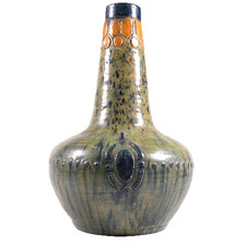 Bruges Majolica Art Pottery Vase Arts Crafts h25cm Circa 1880