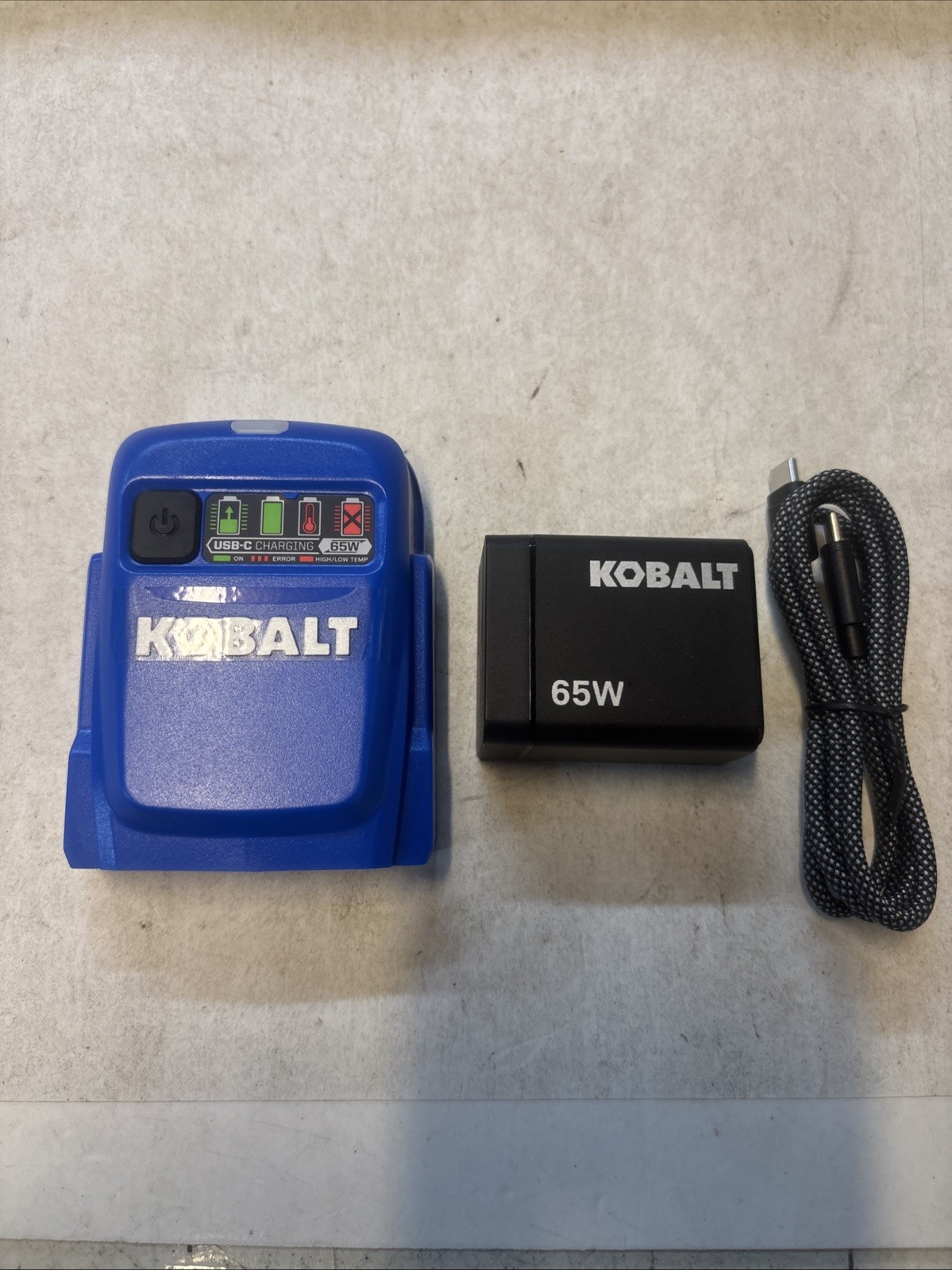 Kobalt 24V USB C Charger Adapter + 65W Wall Charger w/ USB Cable. C 0051