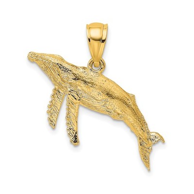 10k Gelbgold Buckelwal Anhänger Maritim Ozean Charm Meeresleben Schmuck