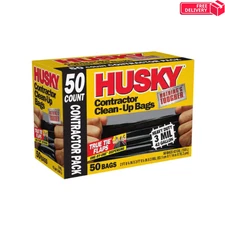 HUSKY 42 Gallon Heavy Duty Construction Garbage Trash Contractor Bags (50-Count)