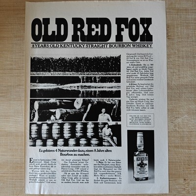 Old Red Fox Whiskey 1977 Vintage Werbung Anzeige Reklame Advert Werbeanzeige Adv