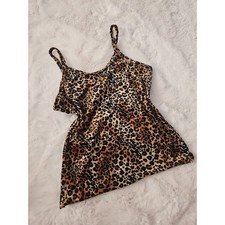 Vintage 90s Shut Leopard Print Velvet Cami Tank Top Medium Made in USA Y2K