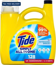 Tide Simply All-In-One Liquid Laundry Detergent, Refreshing Breeze Scent, 128 Lo