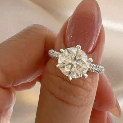 Diamond Engagement Ring 18K White Gold IGI Certified Lab Grown 4.50 Ct Round Cut - Image 1 of 4