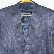 Canali Siena Men’s 44R Silk Wool Blazer Blue Houndstooth Made In Italy Old Money