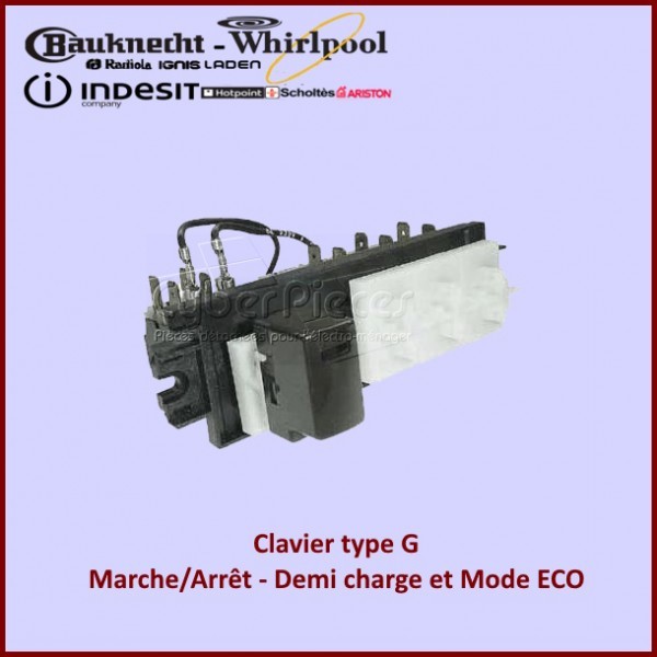 Clavier type G Whirlpool 481927638309 membrane de commande pour micro-ondes encastrable