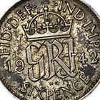 1942 Great Britain SILVER 6 Pence World Coin KM# 852 Sixpence 6p Lot D2-236 — photo 5
