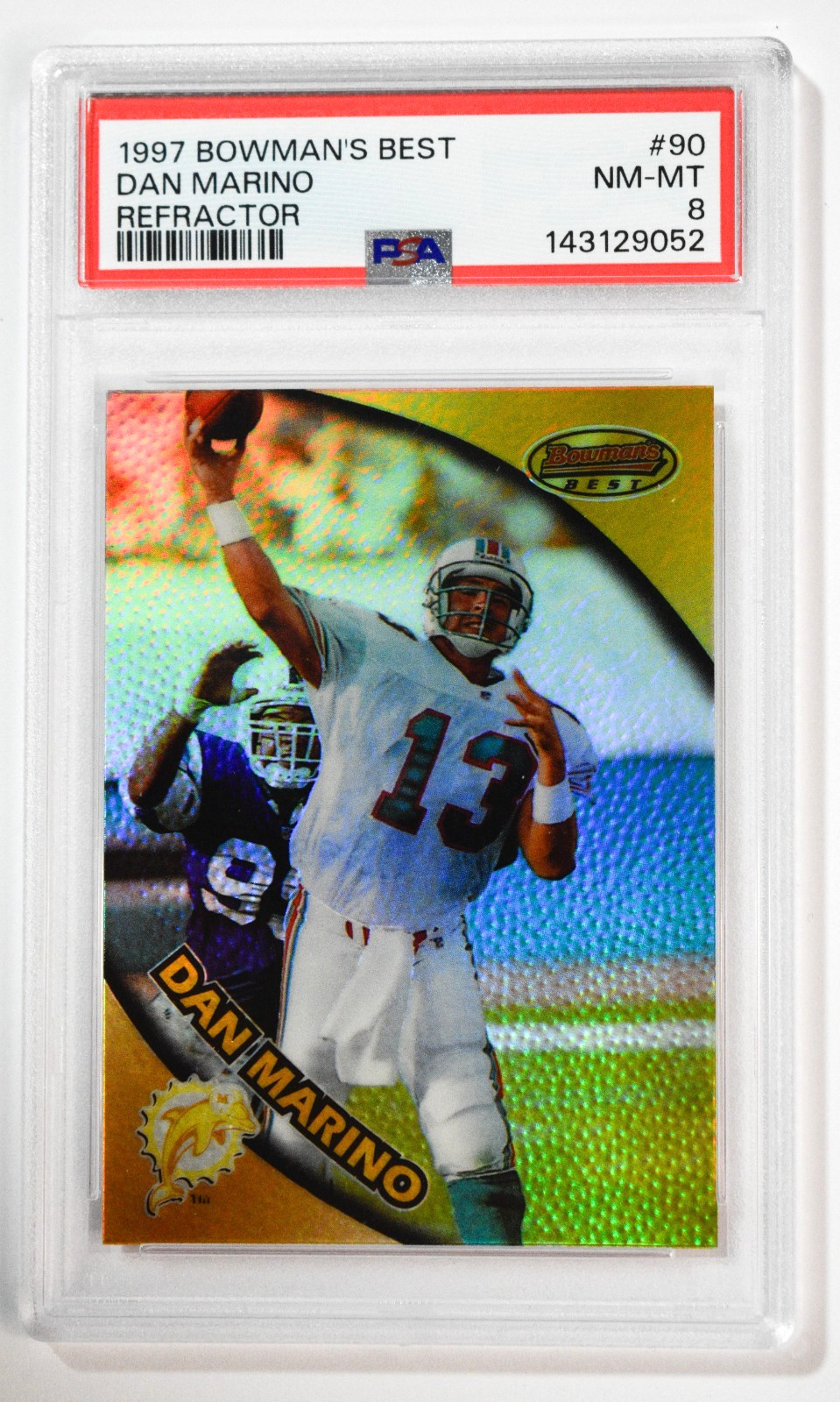 1997 Bowman's Best #90 Dan Marino Refractor PSA 8 NM-MT Dolphins