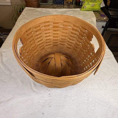 Vintage 1993 Longaberger Large Round Basket 16in Handwoven Dresden Ohio Signed