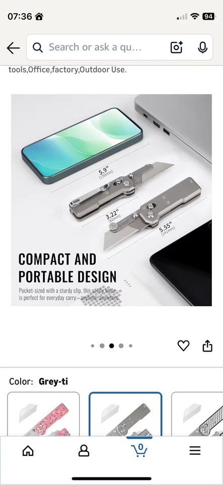 9TiEDC Folding Utility Knife Titanium Handle Razor Knife & EDC Pocket Knife EDC - Image 3 of 4