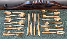 Ornative 20-Piece Set Service 4 Flatware Brushed Gold Tone Stainless Steel