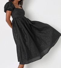 NEW Lulus Adorable Mood Black Floral Jacquard Baby Doll Dress Size M 