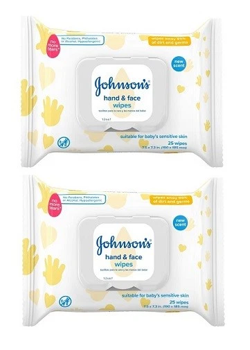 Johnson's Hand & Face Wipes 2 Pack