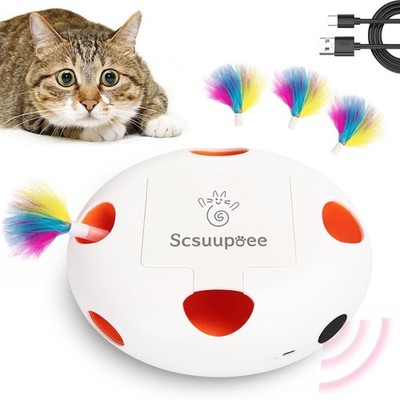 Interactive Cat Toy, Electric Cat Toys for Moving Concealed Feathers, Smart S...