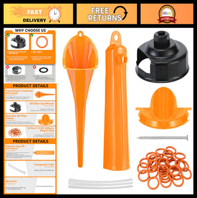 Complete Motorcycle Oil Change Kit - Filter Wrench, Fill Tools & 30 O-Rings