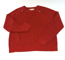 Michael Kors Red Knit Sweater with Gold Zipper Accents Women's Size Medium NEW