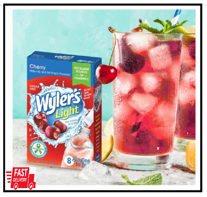 	Wylers Light Singles To Go Powder Packets Water Drink Mix Cherry Pack of 12	