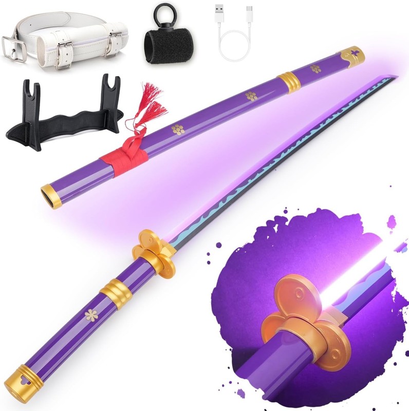 RENGENG Light Up Anime Sword Replica – 40" Rechargeable with Stand & Spinner