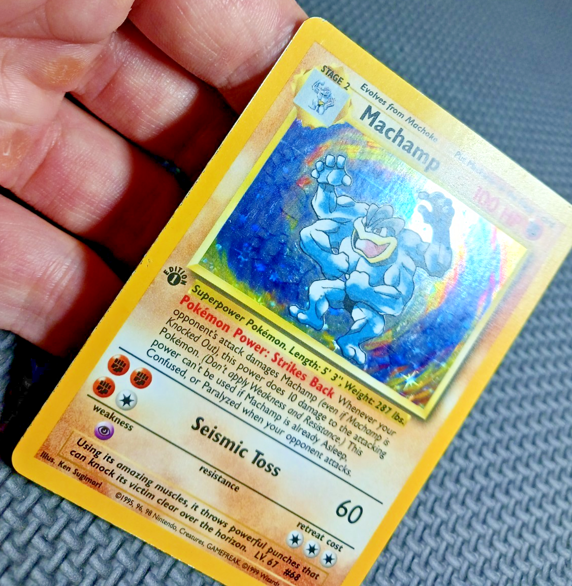 1999 Pokemon Base Set unlimited #8 Machamp 1st Edition Holo LP