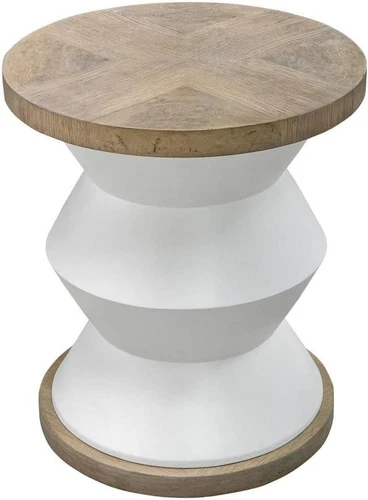 Chic  Spool White and Honey Side Table for Stylish Decor - Picture 1 of 6