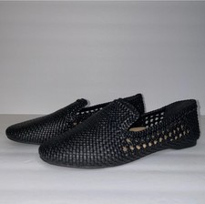 Birdies The Starling Black Woven Slip On Flats Loafers Vegan Leather Women  s 9.5
