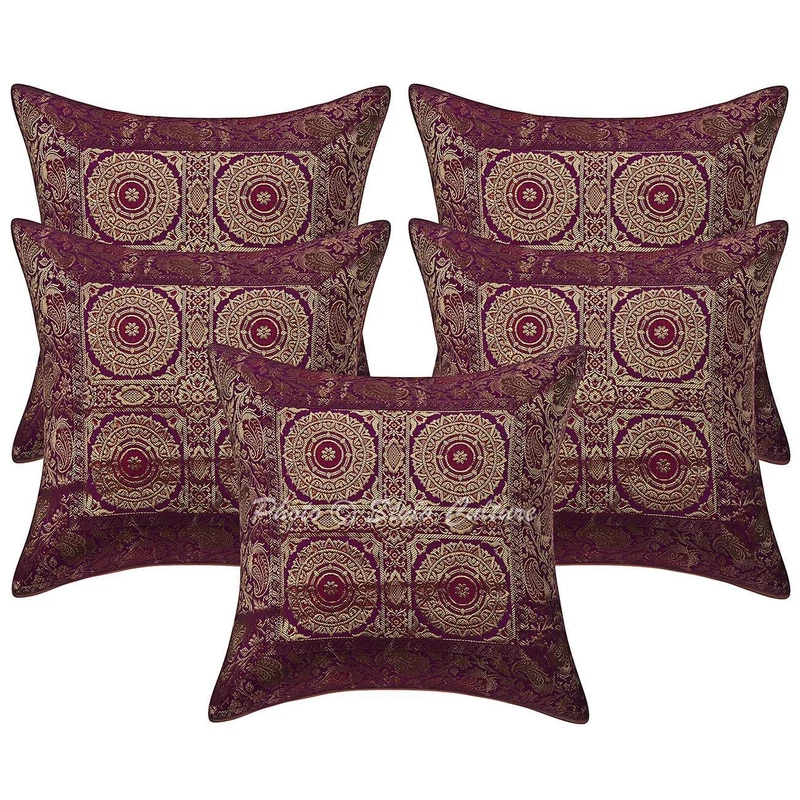 Ethnic Mandala Brocade Cushion Cover 16x16