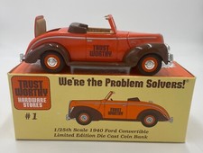 TRUST WORTHY 1940 FORD CONVERTIBLE LIMITED EDITION DIE CAST COIN BANK 1:25 SCALE