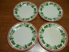 Lynns St Maria Christmas Holly Salad / Dessert Plates 7" Lot of 4