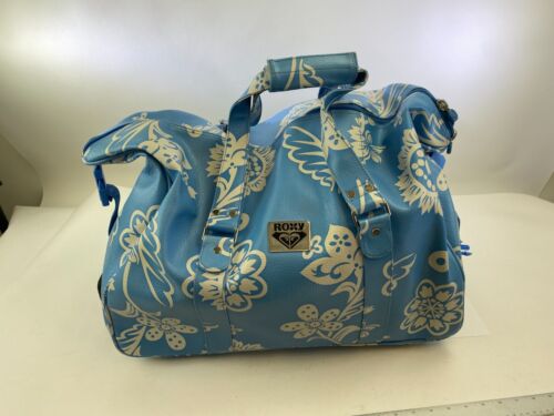VTG Roxy Quicksilver Large Pull Travel Bag Luggage Blue Hawaiian Floral DS54 - Picture 3 of 10