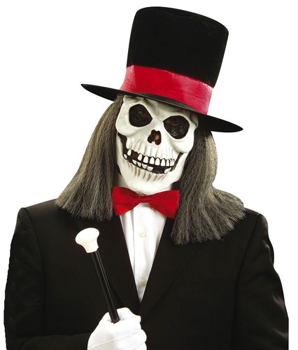 ZOMBIE SKULL MASK \u0026 TOP HAT MENS SCARY 