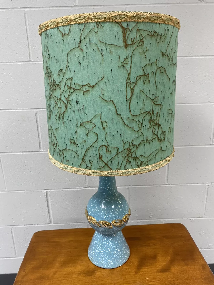 Mid Century Modern Atomic Table Lamp w Fiberglass Shade 1950