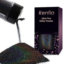 Renfio Holographic Ultra Fine Glitter Powder Metallic Resin Laser Black