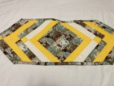 Spring ,Summer Flowered Quilted Table Runner 13x36 inches Yellow/white