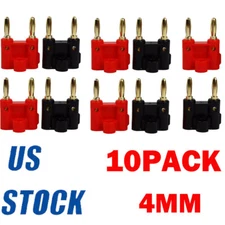 10 Pcs 4mm Gold Plated Dual Banana Plugs Screw Type Speaker Wire Cable Connector