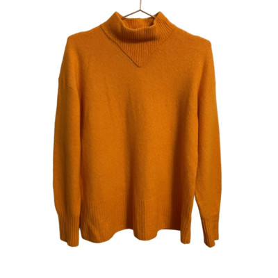Everlane Womens Mock Neck Wool Yak Hair Blend Sweater Marigold Orange XS
