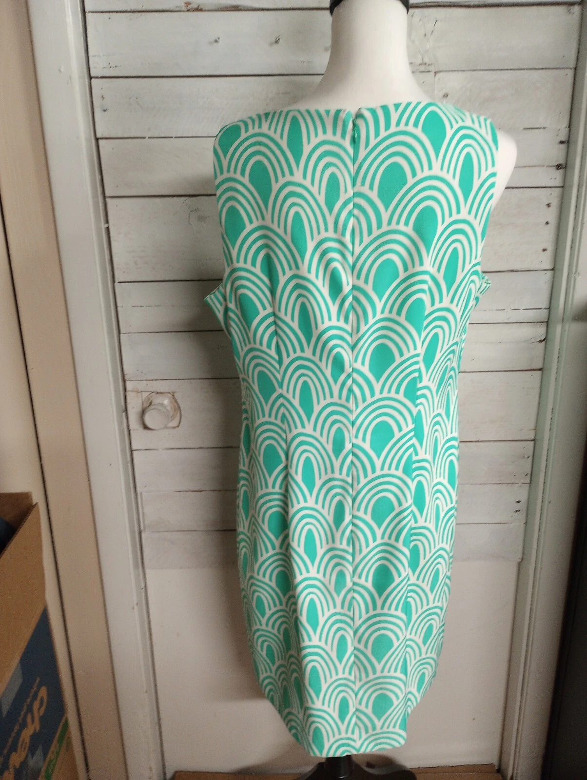 Abito tubino Alyx donna taglie forti 14 verde bianco contemporaneo primavera