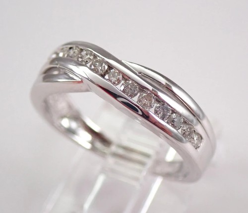 1.00Ct Petite Moissanite Wedding Ring 14k White Gold Plated Anniversary Band - Picture 4 of 6