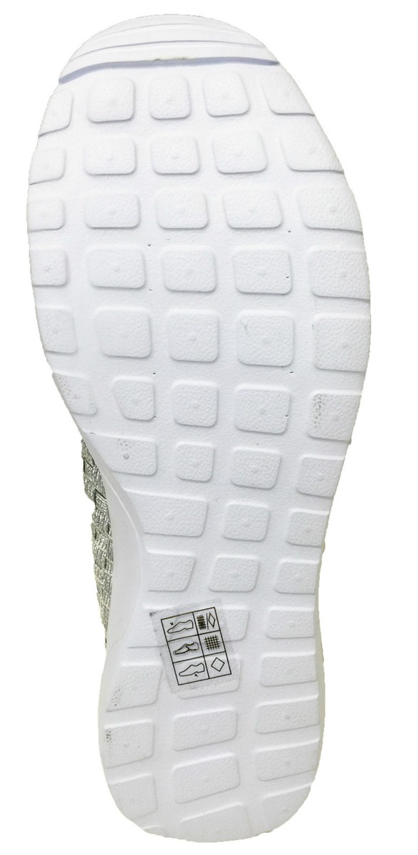 Baskets OOG Sneaker Pour Femmes, Tressées, Semelle Caoutchouc, Argent/blanc, Tailles 36-41