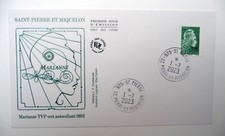SAINT PIERRE MIQUELON  1 ENVELOPPE 1er JOUR MARIANNE DE L'ENGAGEE VERT SPM 2023