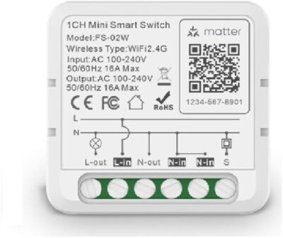 Matter Mini DIY Relay Switch Works with Apple Homekit,Alexa