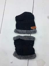 Unisex Adults Black Fleece Lined Neck Gaiter and Beanie One Size