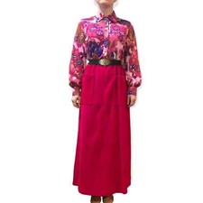 VTG 1960s '70s Van Raalte Pink Floral Psychedelic Maxi House Dress Velour S