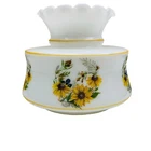 Vintage 6x7" White Milk Glass Hurricane Table Lamp Shade Sunflower Cottagecore