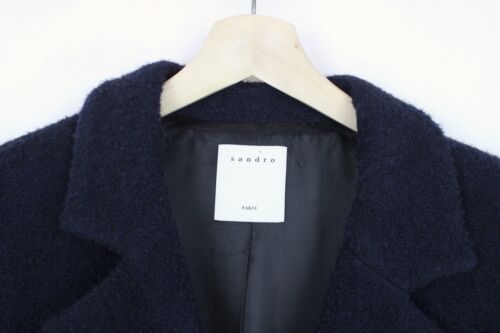 SANDRO Coat Womens EU 38 Wool Alpaca Blend Long Lined Double Breasted - Picture 5 of 12